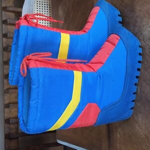 Vintage 70s Striped Chunky Puffy Ski Moon Boots Size 7-8